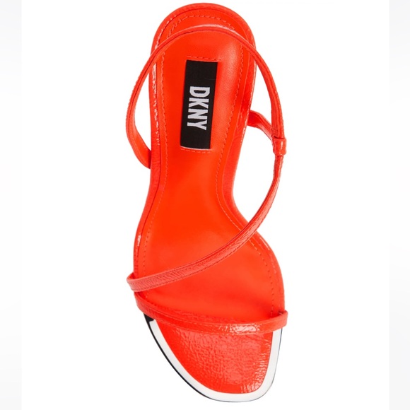 NEW DKNY Danielle Stiletto Sandal Neon Orange Women’s Strap Heels Size 7 or 7.5 - Picture 4 of 6